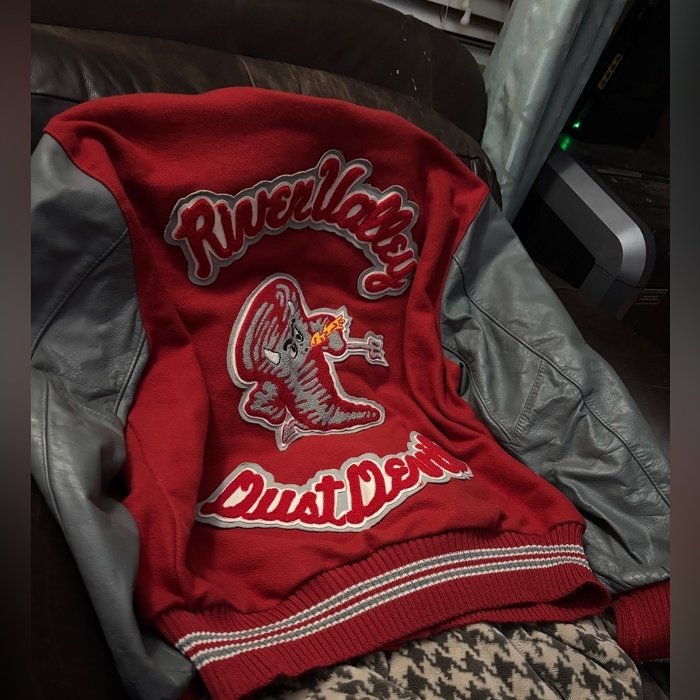 Vintage DeLong Leather Wool Bomber Letterman Varsity Jacket USA 2X Eric 2001 - Picture 4 of 7